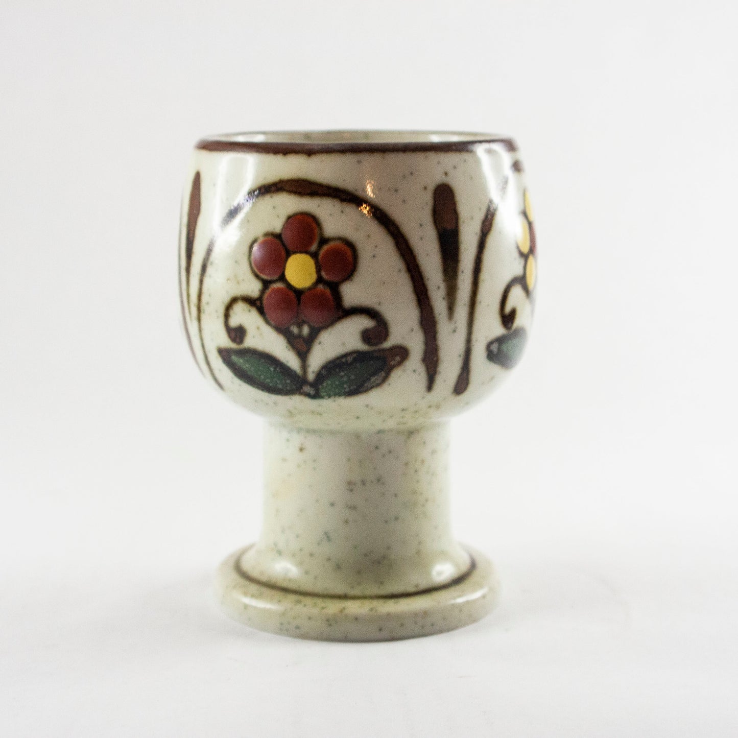 Stoneware Floral Goblet