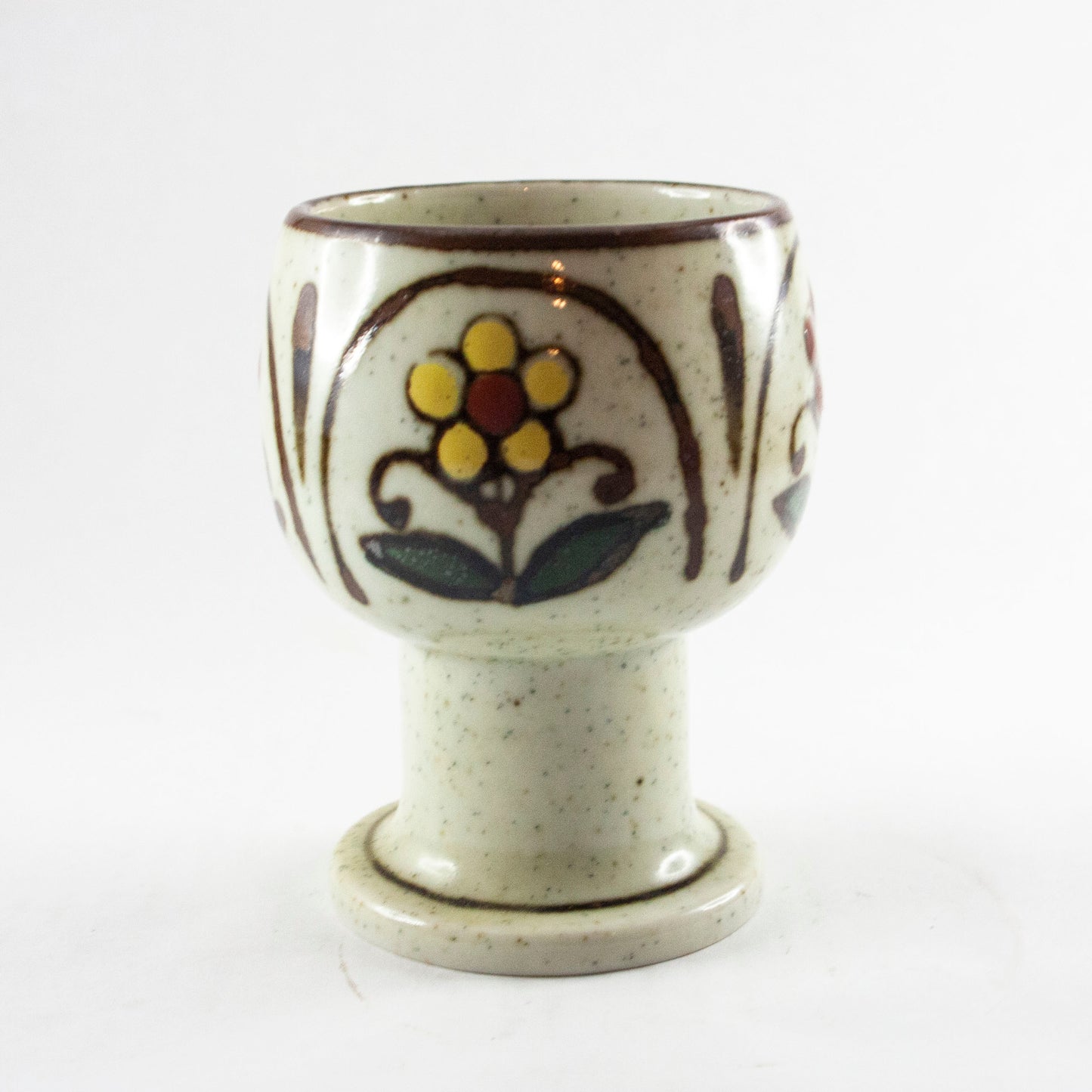 Stoneware Floral Goblet